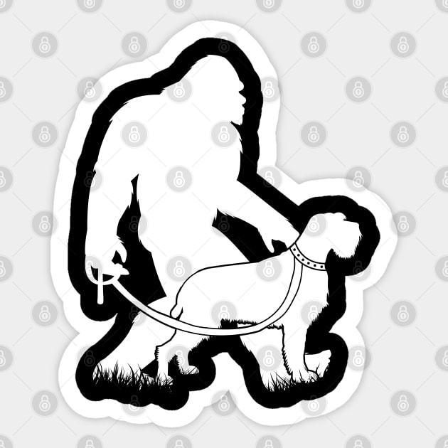 Bigfoot Walking Wirehaired Pointing Griffon Dog Sticker by Tesszero